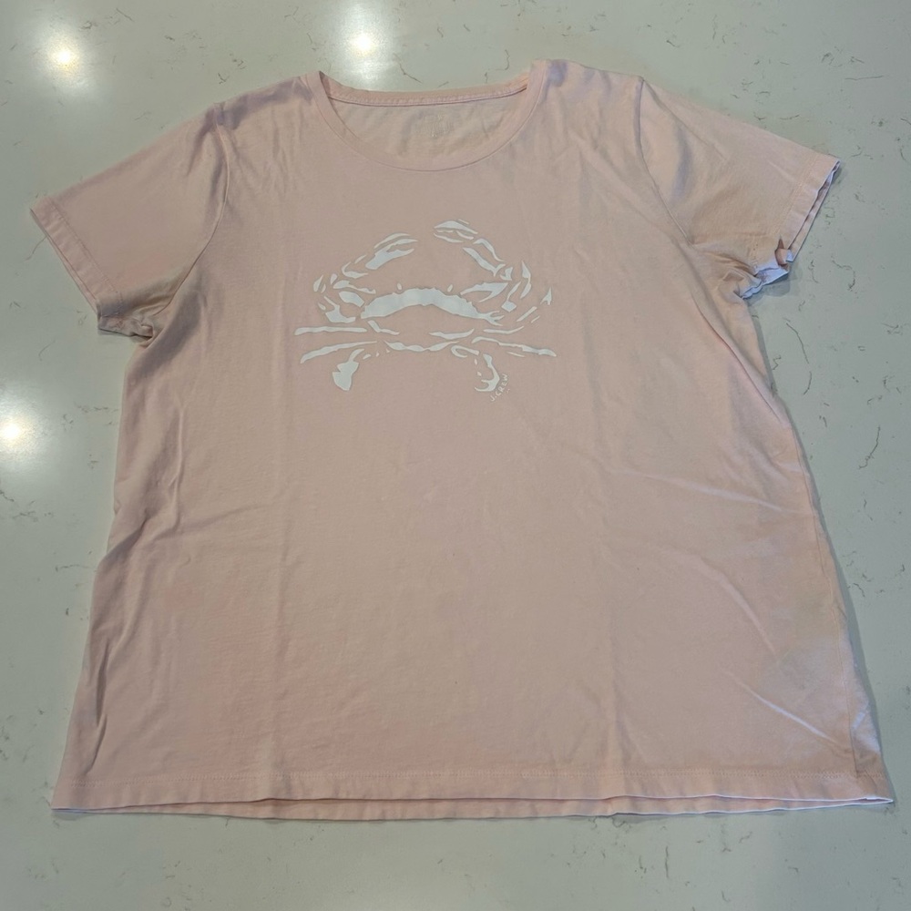 J. Crew Pale Pink Crab Graphic Tee